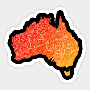 Colorful mandala art map of Australia with text in red and orange Sticker